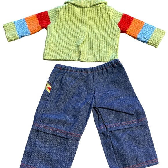 American Girl Bitty Baby Twins 15" Doll Outfit Green Car Sweater & Pants Set - Picture 2 of 2
